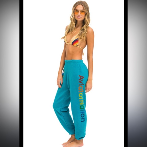 AVIATOR NATION LAGUNA BEACH SWEATPANTS - TEAL, size small - Picture 1 of 4